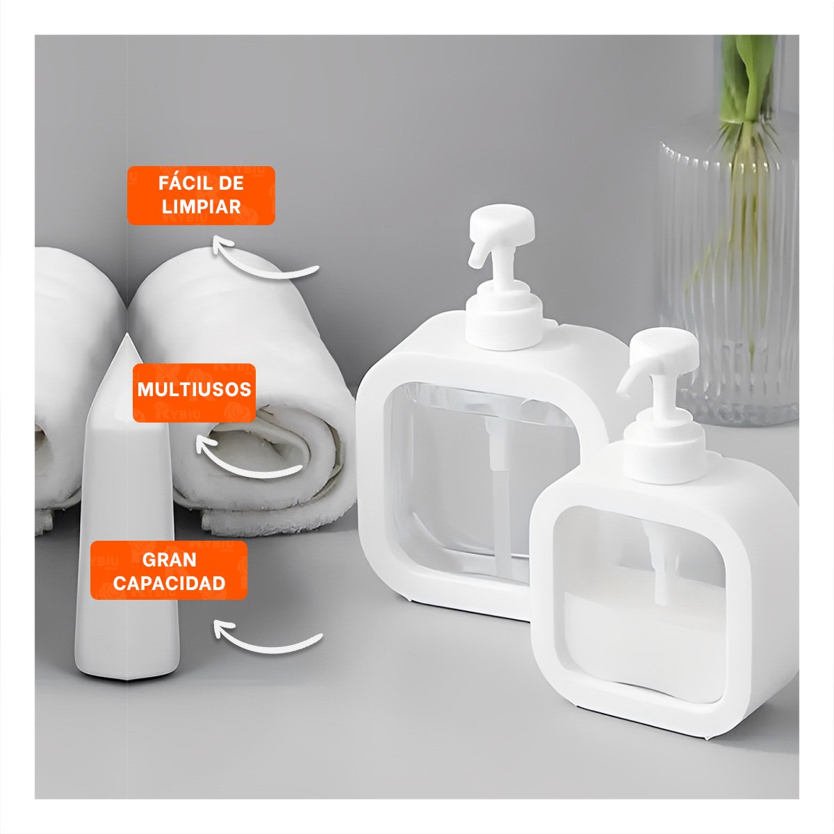 APLICADOR DE JABON CUADRADO BLANCO PARA LAVADERO DE COCINA ACTUAL YPAPEL REGALO - 2
