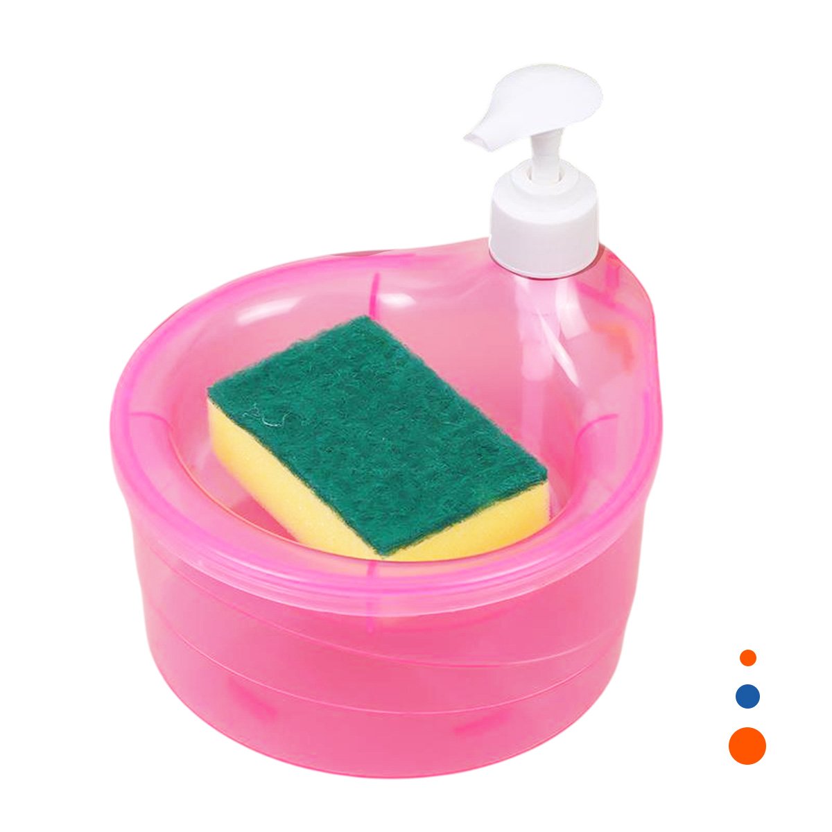 CONTENEDOR DE JABON LAVAVAJILLA CIRCULAR ROSADO PARA LAVADERO DE COCINA YREGALO STICKER - 1