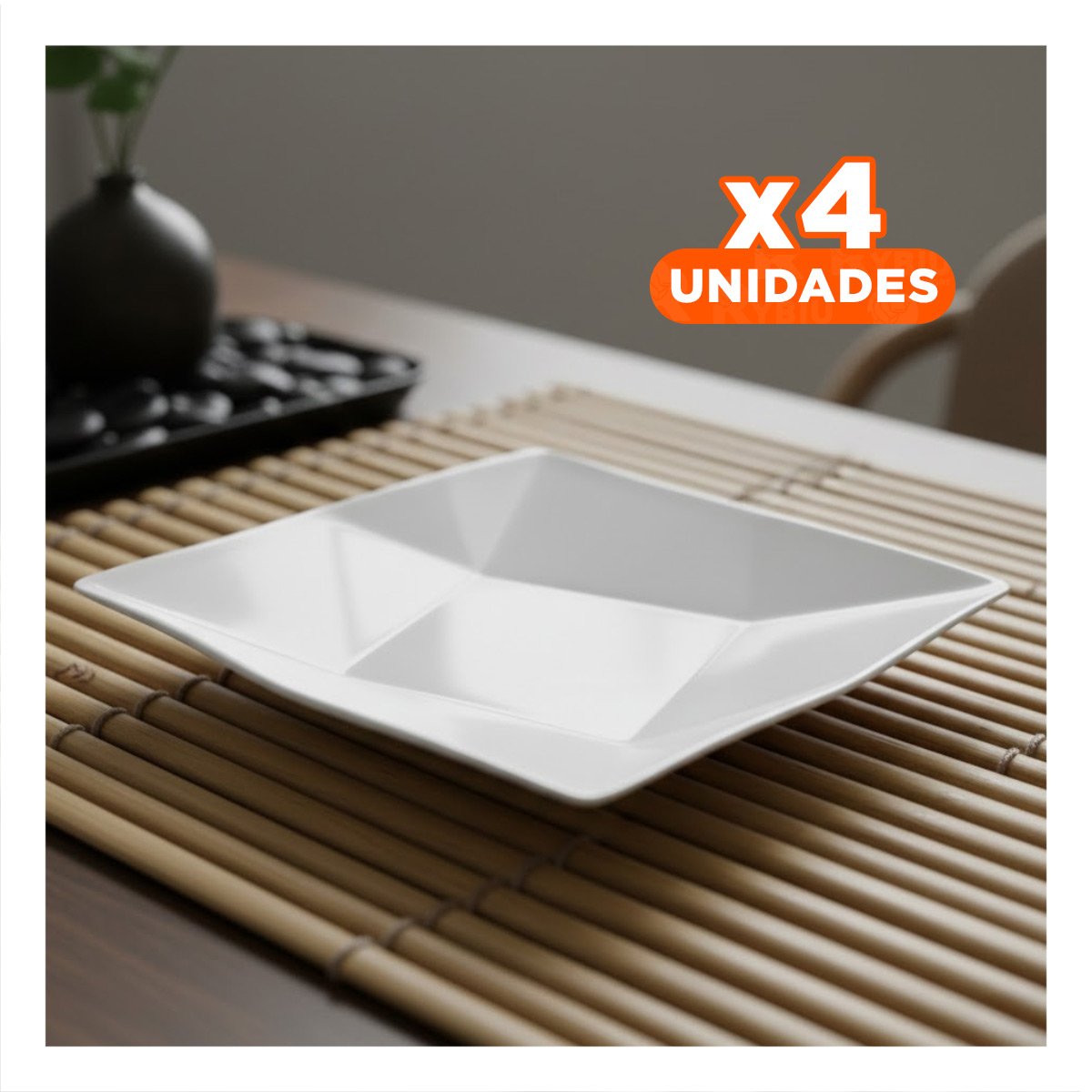 PACK4 ACCESORIO DE MESA CUADRADO MODELO ORIGAMI BLANCO PARA HOGAR MODERNO YREGALO STICKER - 1