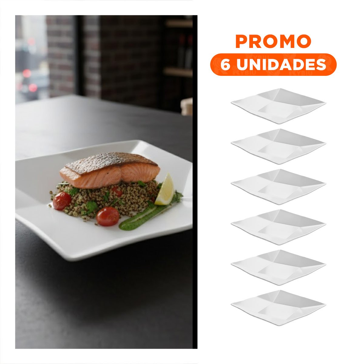 PACK6 ARTICULO DE MESA CUADRADO MODELO ORIGAMI BLANCO PARA ESPACIOS ELEGANTES YREGALO STICKER - 1