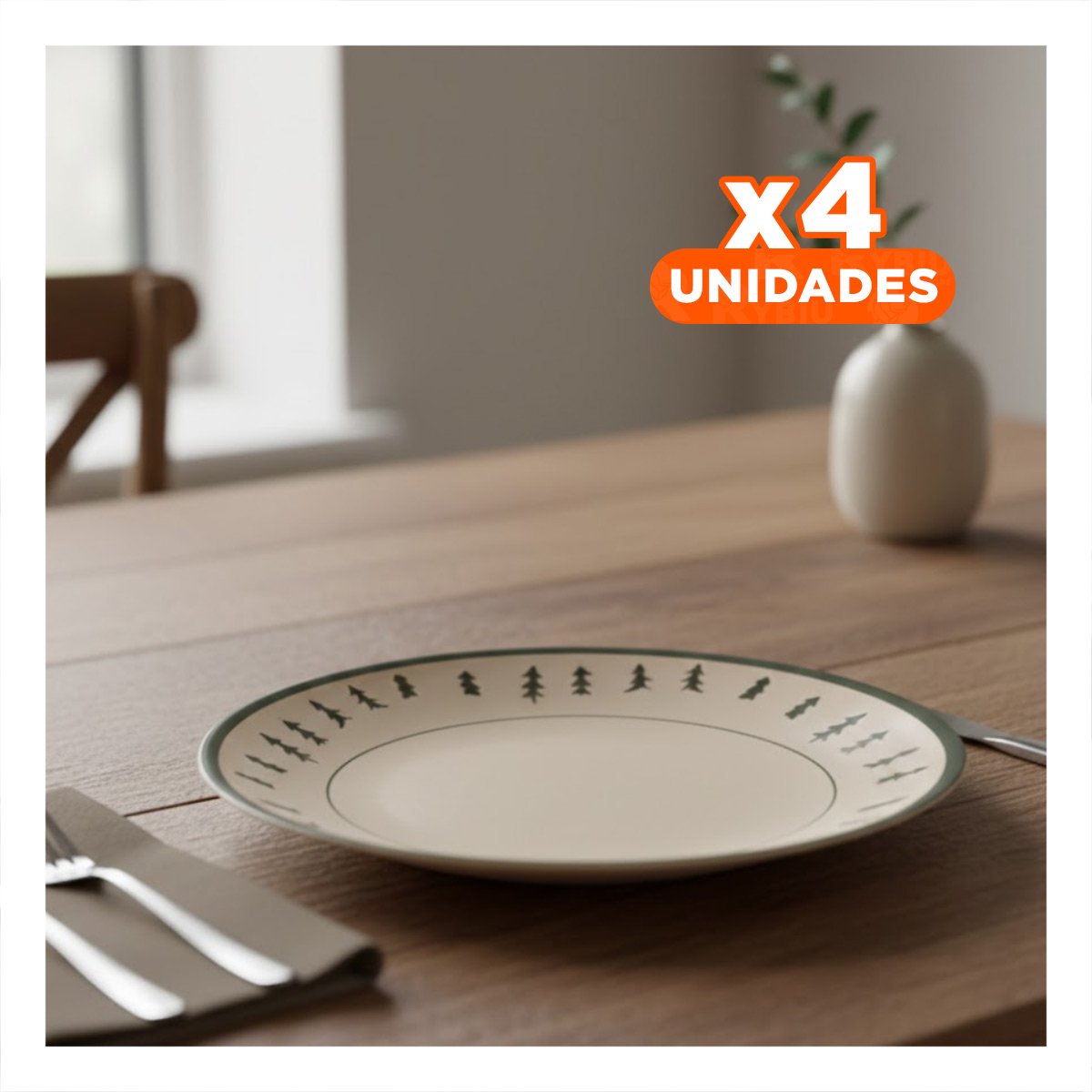 PACK4 COMPLEMENTO DECORATIVO CIRCULAR CON BORDE ARBOLITOS PARA CASA YPAPEL REGALO - 1