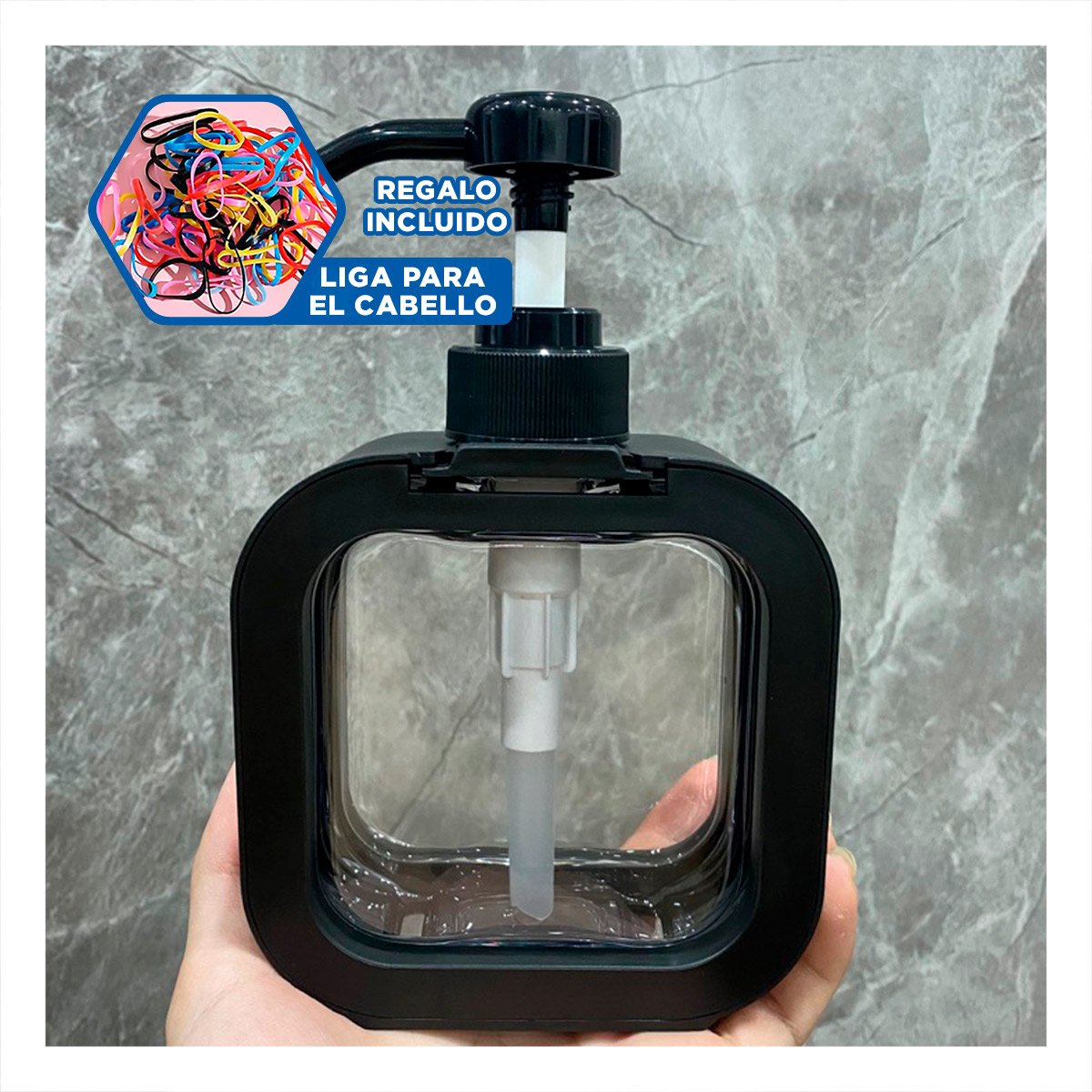 FRASCO DISPENSADOR DE JABON CUADRADO NEGRO PARA COCINA FUNCIONAL DEL HOGAR YLIGAS REGALO - 2