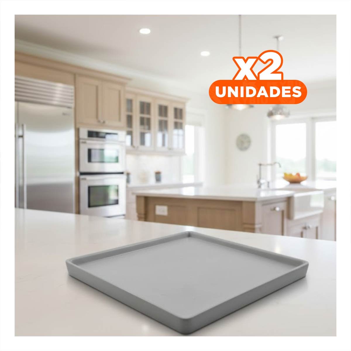 PACK2 FUENTE MODERNA PLOMO CUADRADA PARA SERVICIO EN CASA Y COMEDOR YPAPEL REGALO - 1