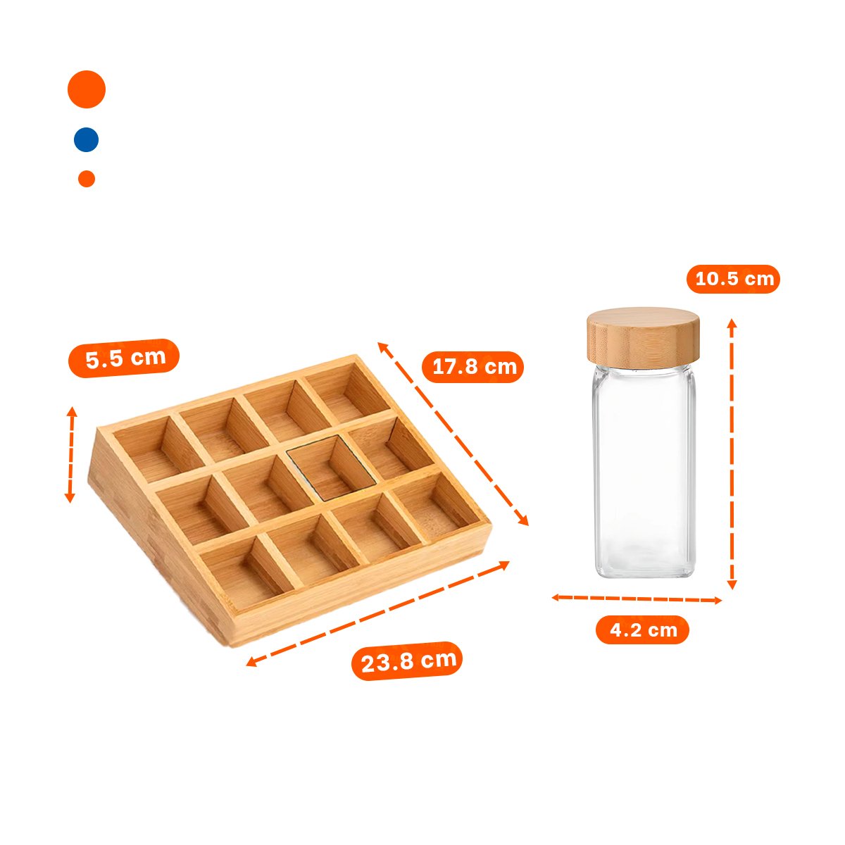 ORGANIZADOR DE ESPECIAS CON BANDEJA Y 12 FRASCOS PARA HOGAR YREGALO STICKER - 4