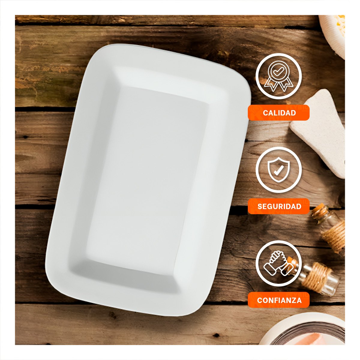 PLATERA RECTANGULAR CON BORDE CURVO BLANCO PARA REUNIONES EN CASA YPOST IT - 5