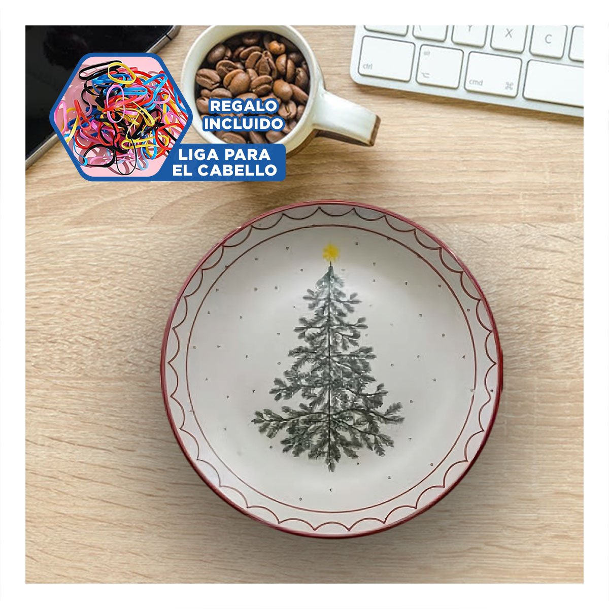 VAJILLA CIRCULAR CON ESTILO ARBOL PARA DECORACION FESTIVA EN HOGAR Y MESA YLIGAS REGALO - 2