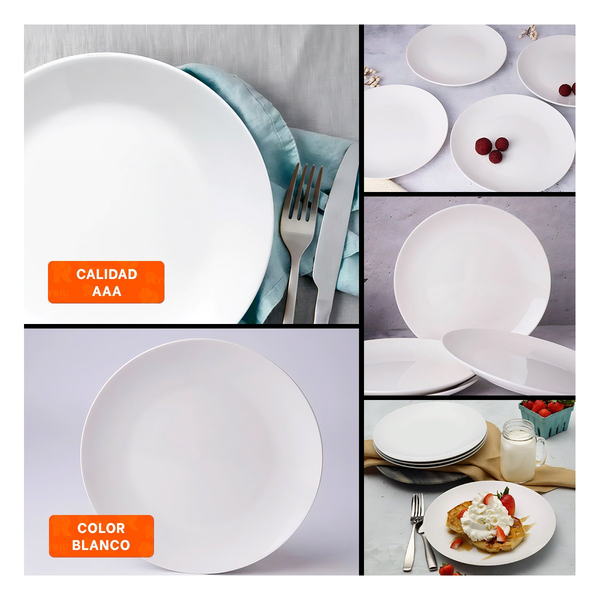 PLATOS REDONDOS BLANCO PARA HOGAR Y MESA MODERNA ELEGANTE - 2