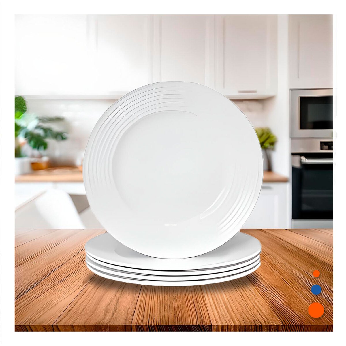 PACK12 CHAROLA DECORATIVA CIRCULAR CON BORDE A RAYAS PARA COMEDOR EN CASA YPAPEL REGALO - 2