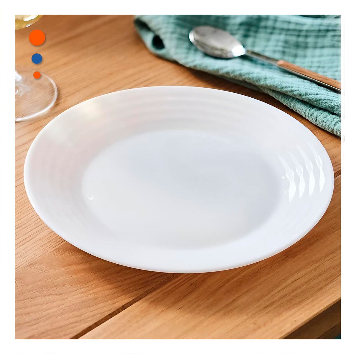 PACK12 CHAROLA DECORATIVA CIRCULAR CON BORDE A RAYAS PARA COMEDOR EN CASA YPAPEL REGALO - 5