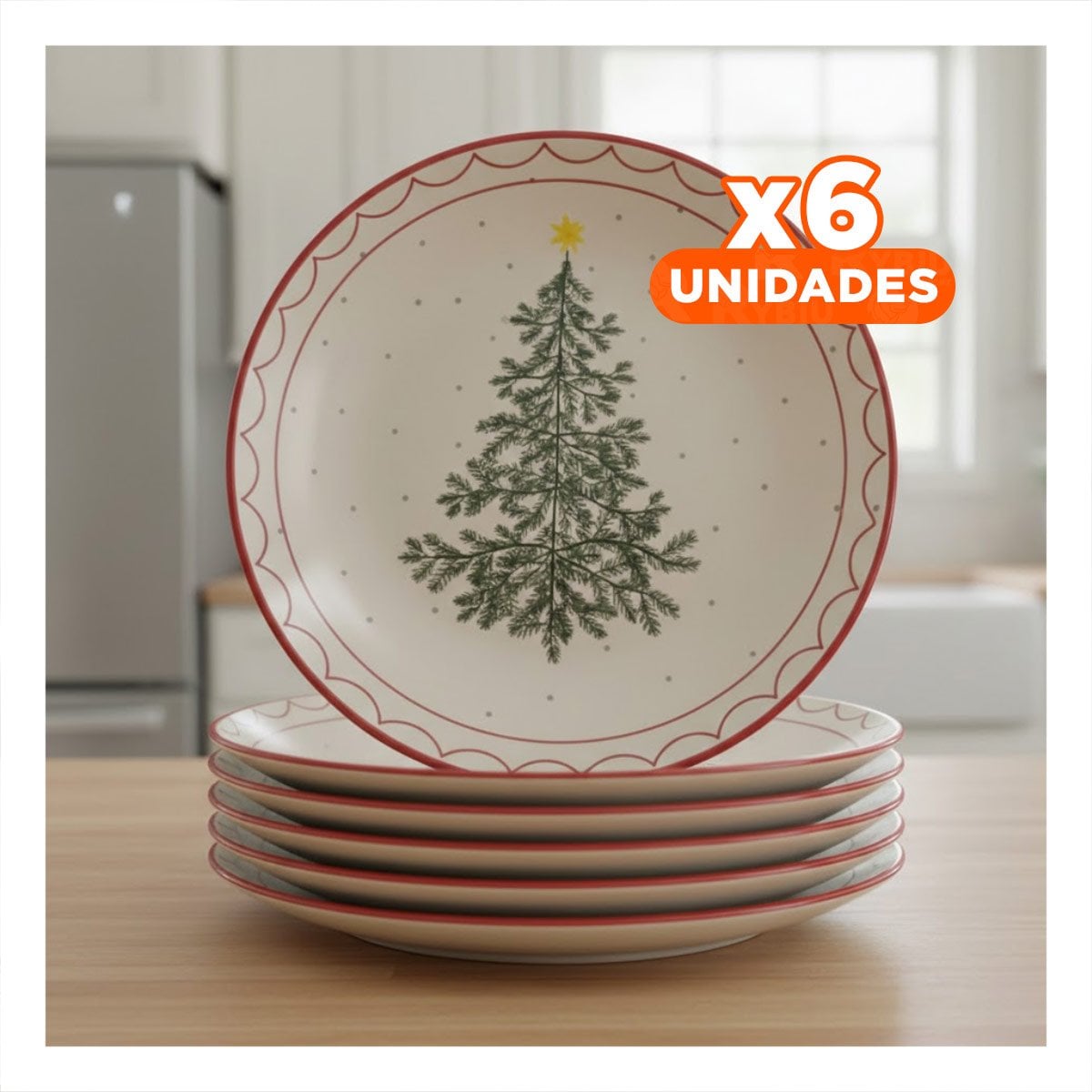 PACK6 ELEMENTO DECORATIVO CIRCULAR CON ESTILO ARBOL PARA NAVIDAD YPAPEL REGALO - 1
