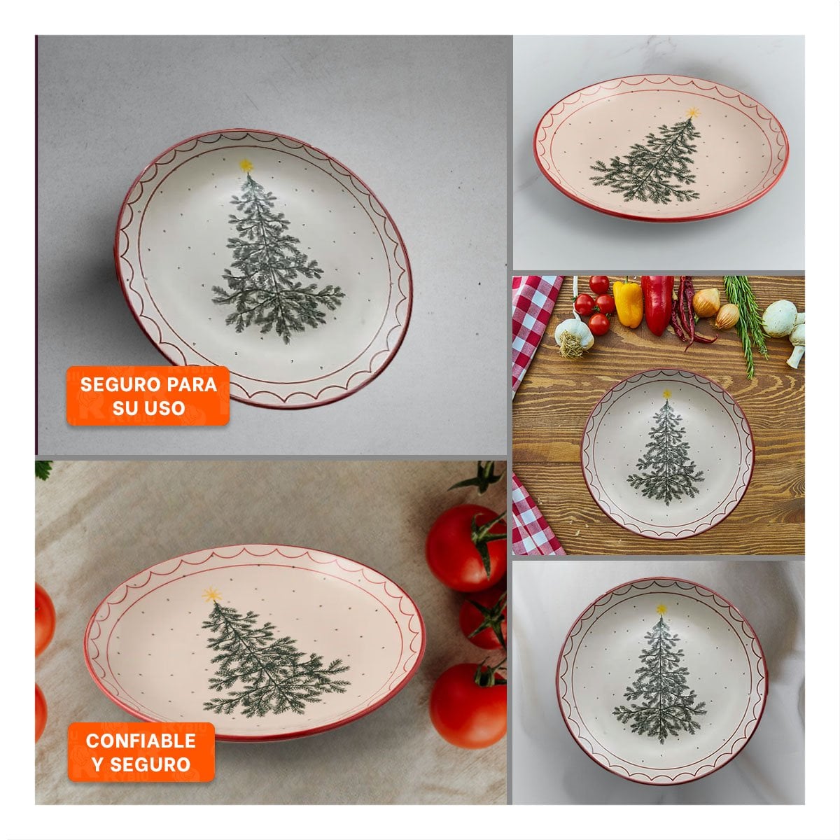 PACK6 ELEMENTO DECORATIVO CIRCULAR CON ESTILO ARBOL PARA NAVIDAD YPAPEL REGALO - 3