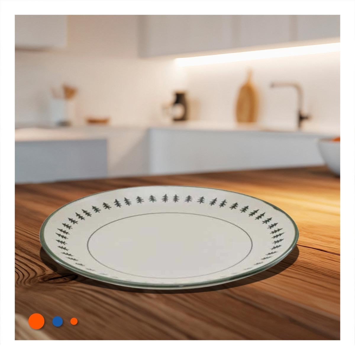 BANDEJA CIRCULAR CON BORDE ARBOLITOS PARA DECORACION DE NAVIDAD EN HOGAR - 1