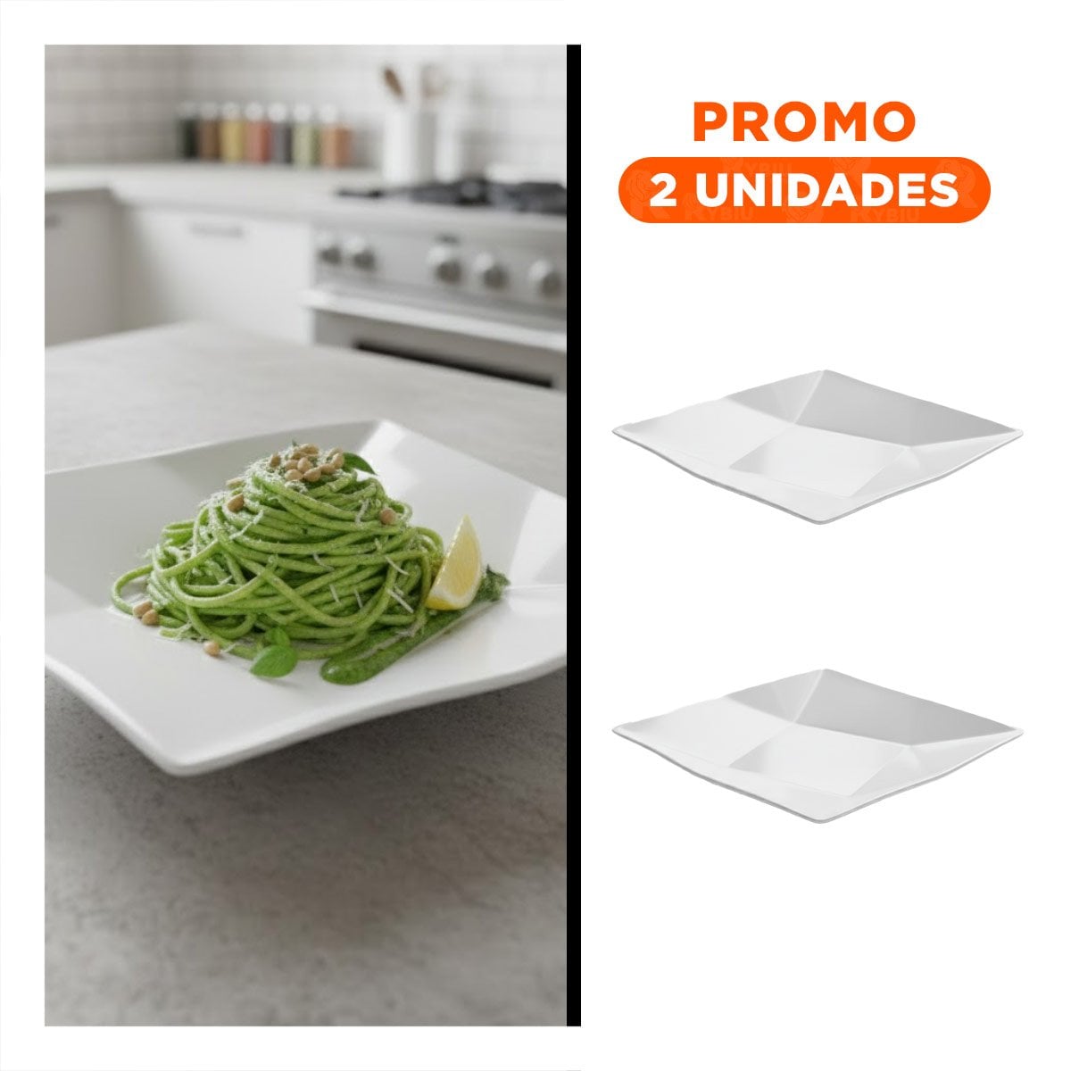 PACK2 RECIPIENTE CUADRADO MODELO ORIGAMI BLANCO PARA MESA Y COCINA ORGANIZADA YREGALO STICKER - 1
