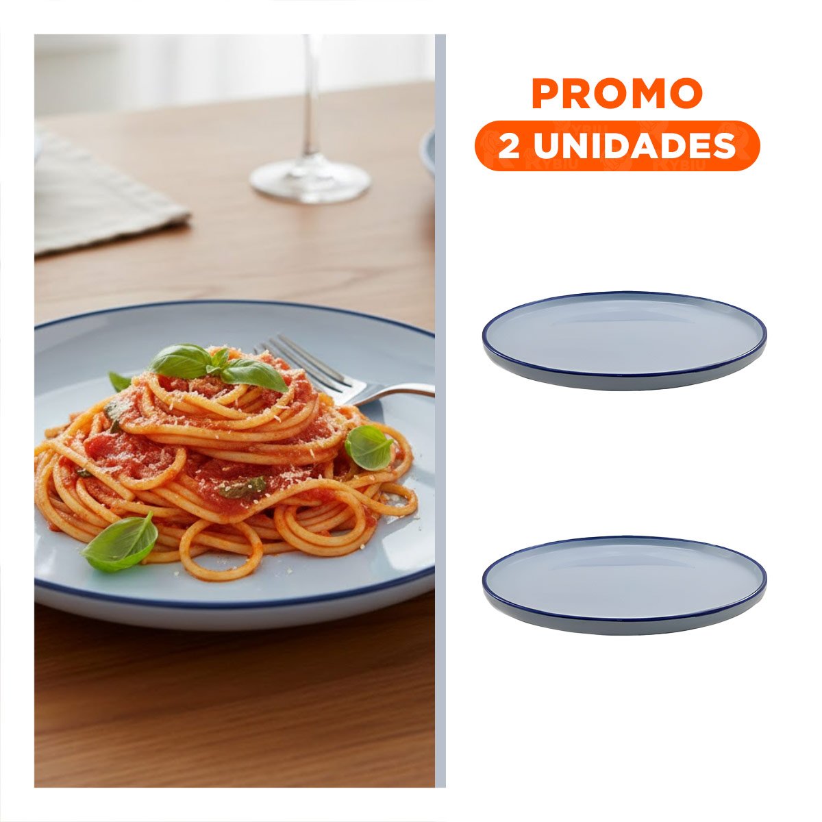 PACK2 PIEZA DECORATIVA CIRCULAR CON BORDE AZUL PARA HOGAR Y MESA ELEGANTE YREGALO STICKER - 1