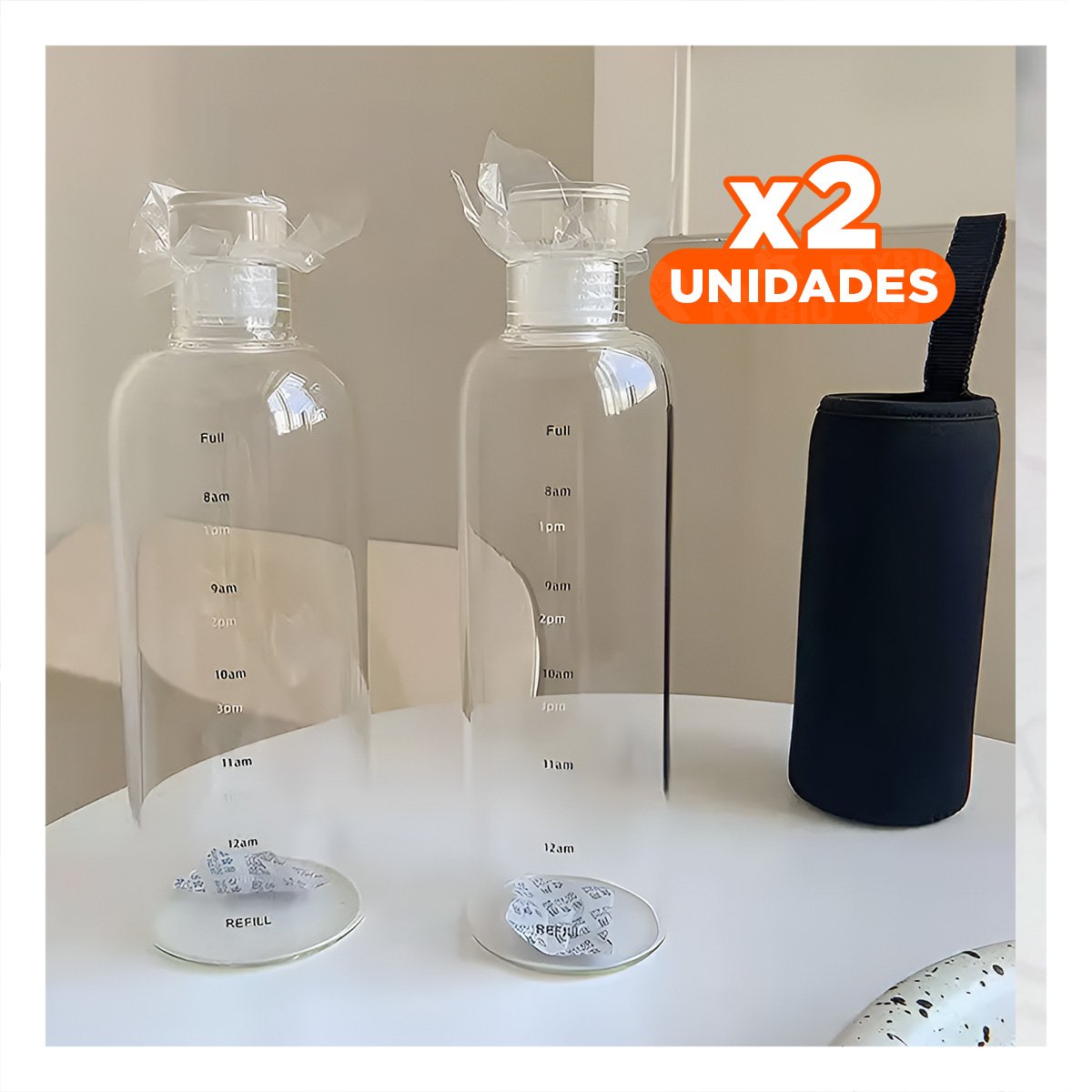 PACK2 CONTENEDOR DE VIDRIO CON CUBIERTA 750ML TRANSPARENTE Y NEGRO - 1