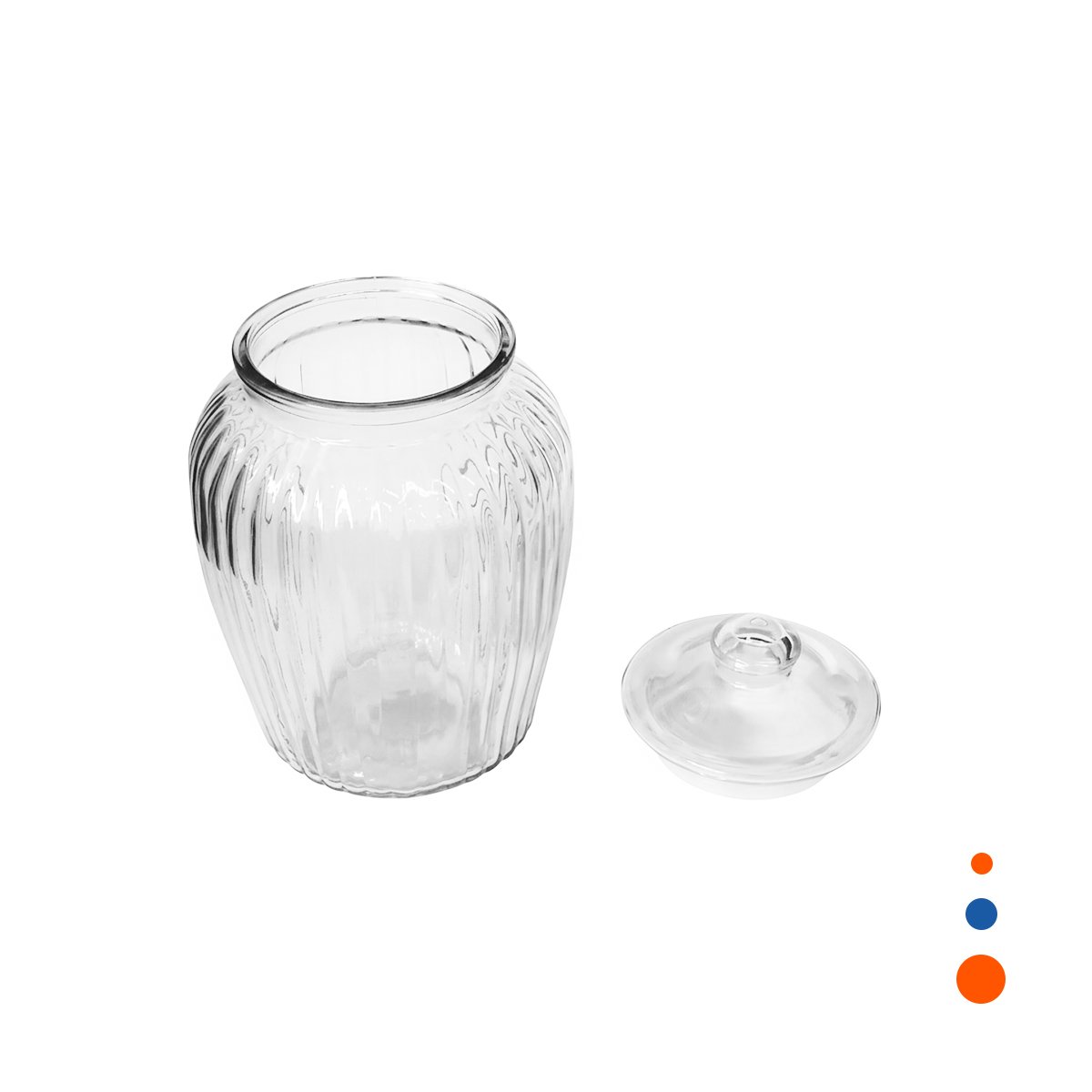 CONTENEDOR DE VIDRIO CON TAPA CHUPON 24X14 CM TRANSPARENTE A RAYAS YREGALO STICKER - 1