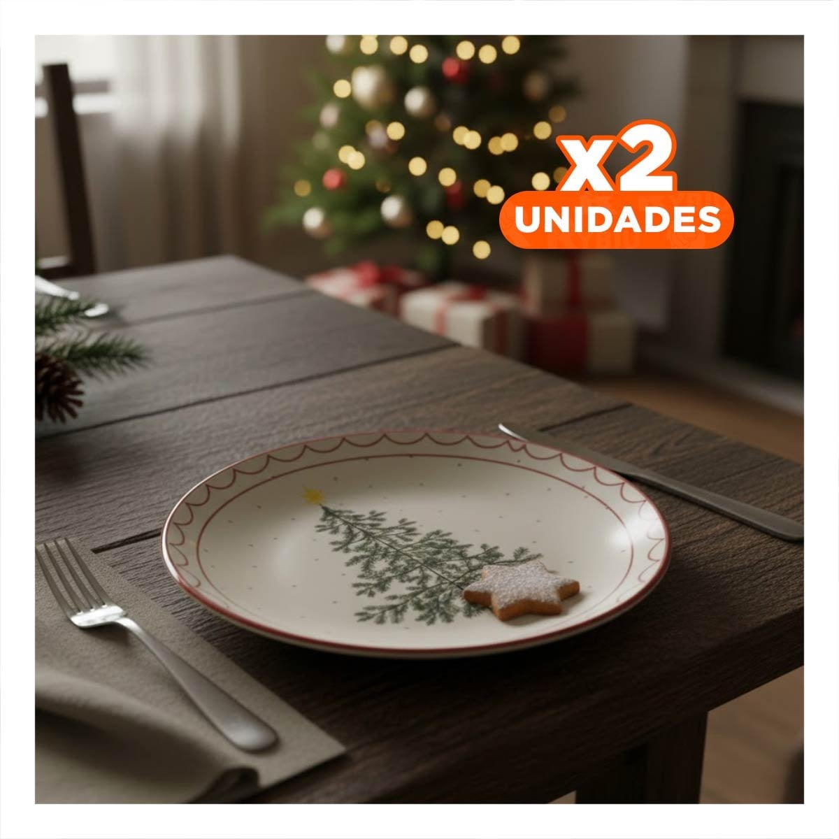 PACK2 PLATO DECORATIVO CIRCULAR CON ESTILO ARBOL PARA NAVIDAD EN CASA YPAPEL REGALO - 1
