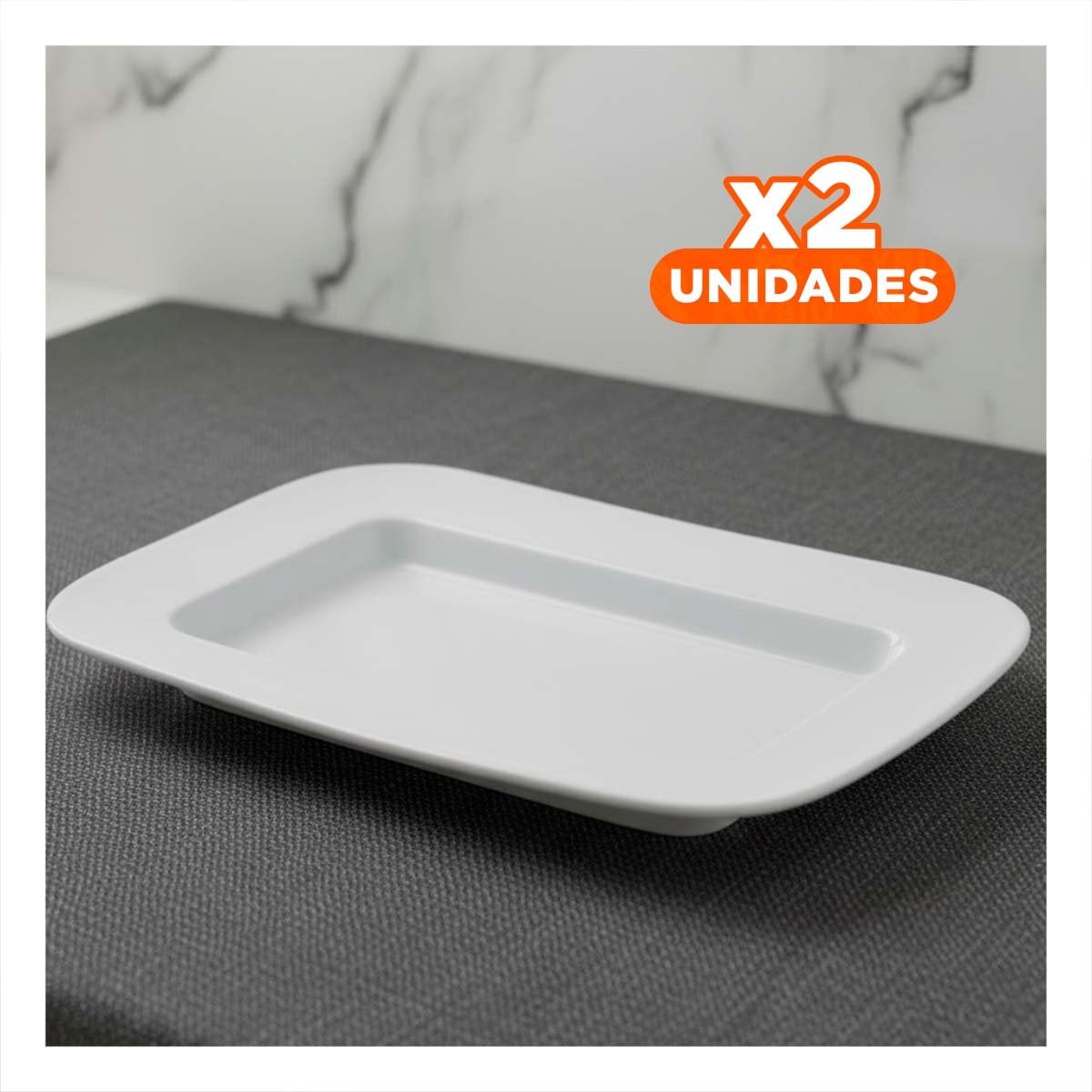 PACK2 LOZA RECTANGULAR CON BORDE CURVO BLANCO PARA MESA EN HOGAR - 1