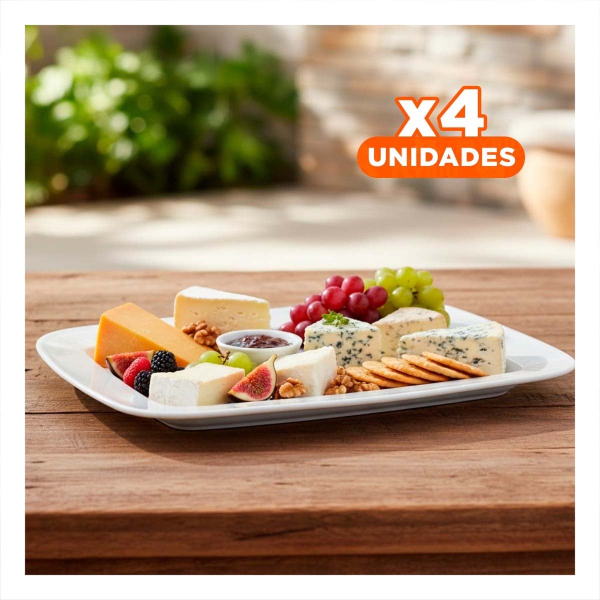 PACK4 ACCESORIO DE MESA RECTANGULAR CON BORDE CURVO BLANCO PARA HOGAR YPAPEL REGALO - 1