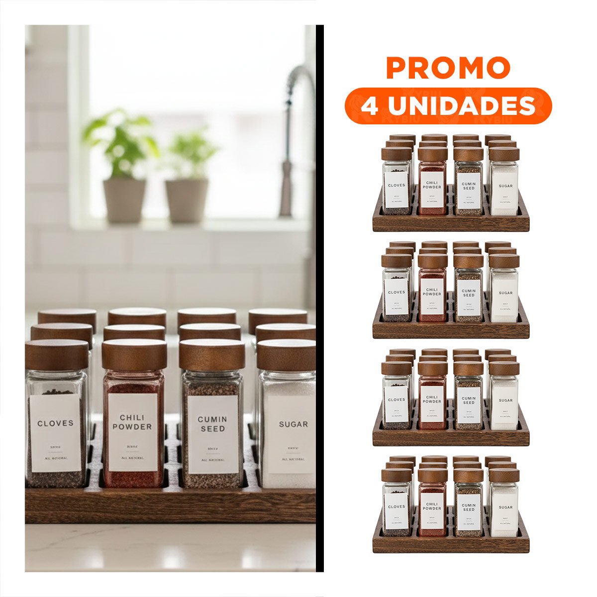 PACK4 SET DECORATIVO DE CONDIMENTOS CON 12 FRASCOS - 1