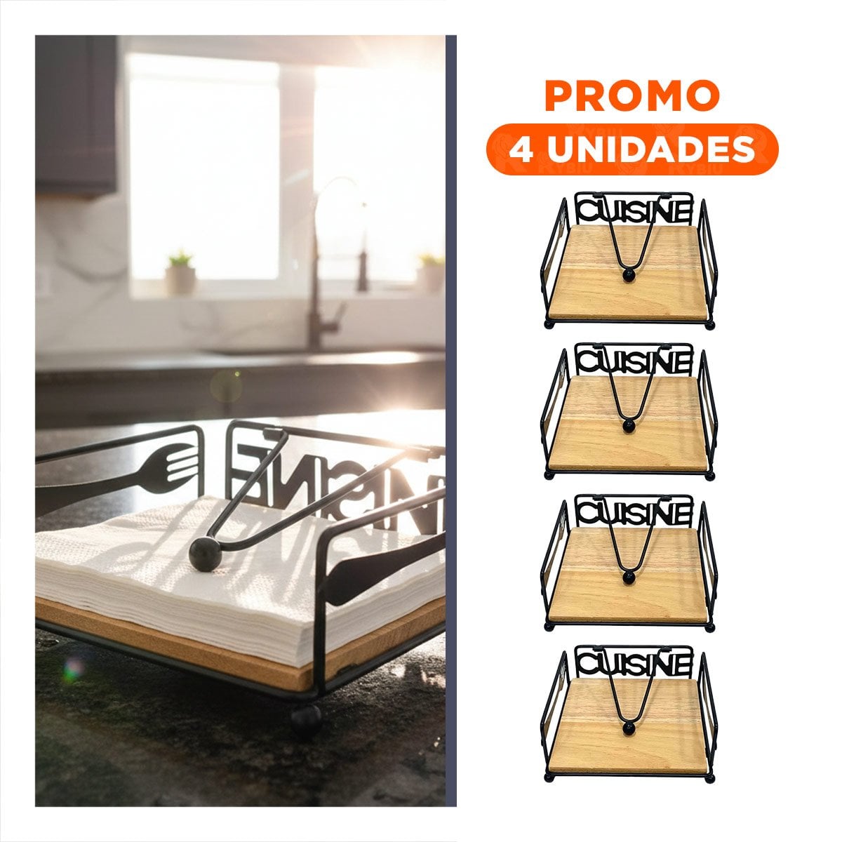 PACK4 COMPLEMENTO DE MESA DE MADERA Y ACERO NEGRO PARA COMEDOR - 1