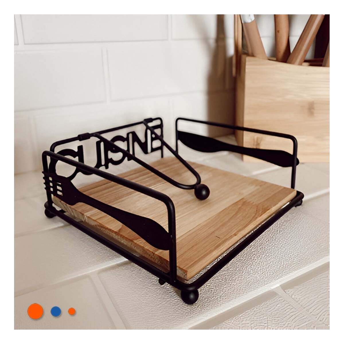 PACK2 CONTENEDOR DE MESA DE MADERA Y ACERO NEGRO PARA HOGAR YPAPEL REGALO - 5