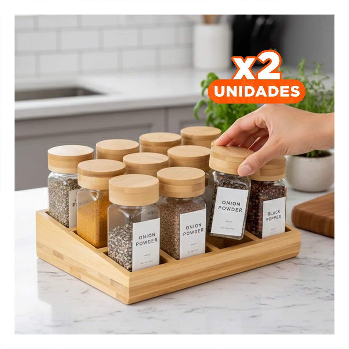 PACK2 ESPECIERO DECORATIVO CON 12 FRASCOS PARA MESA Y COMEDOR YPAPEL REGALO - 1