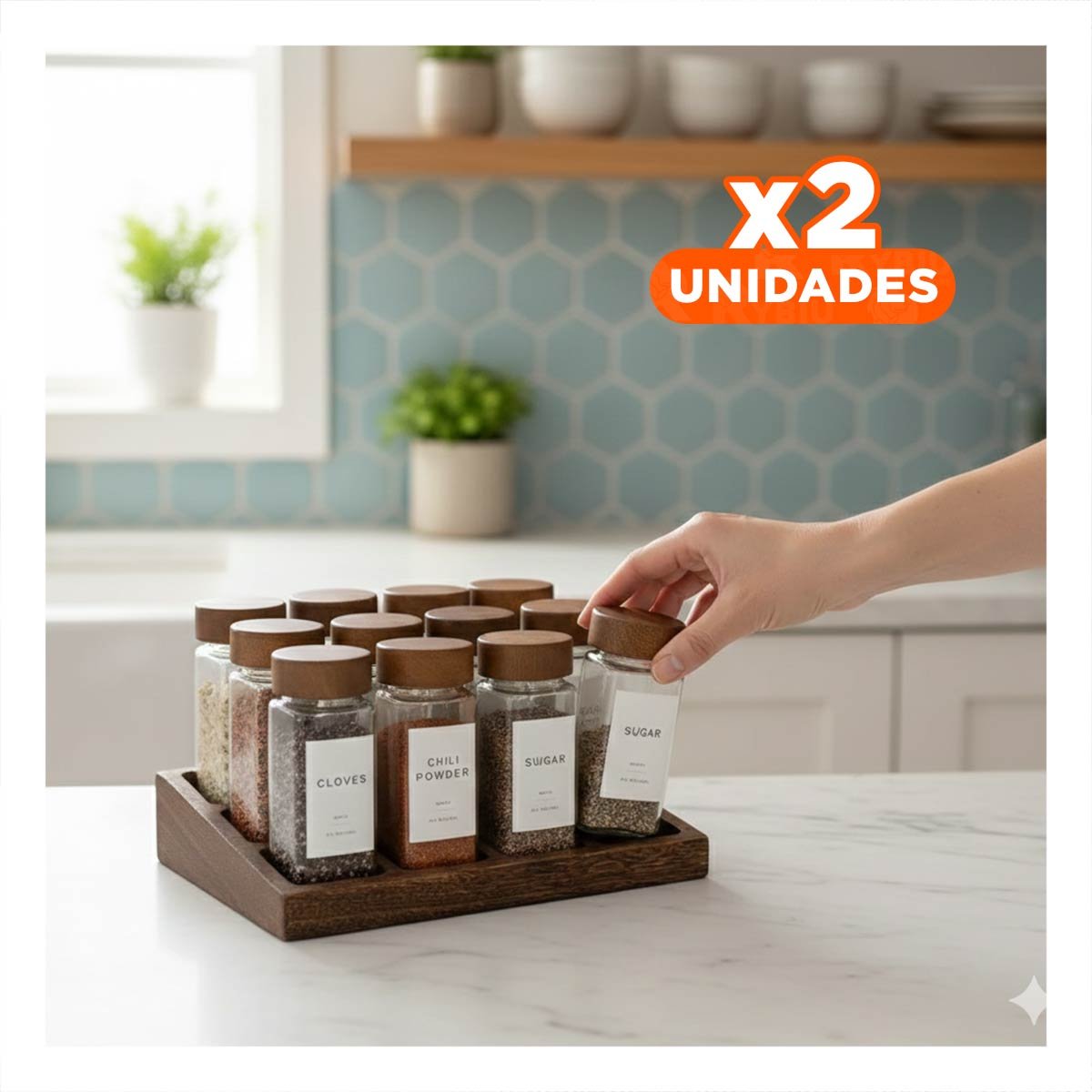 PACK2 ESPECIERO DECORATIVO CON 12 FRASCOS PARA MESA Y COMEDOR YPAPEL REGALO - 1