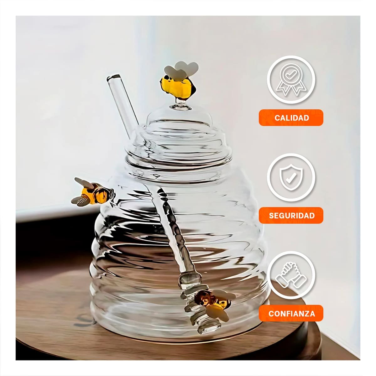 CONTENEDOR MIELERO CON RELIEVE DE PANAL Y ABEJAS PARA COCINA Y MESA YPOST IT - 3