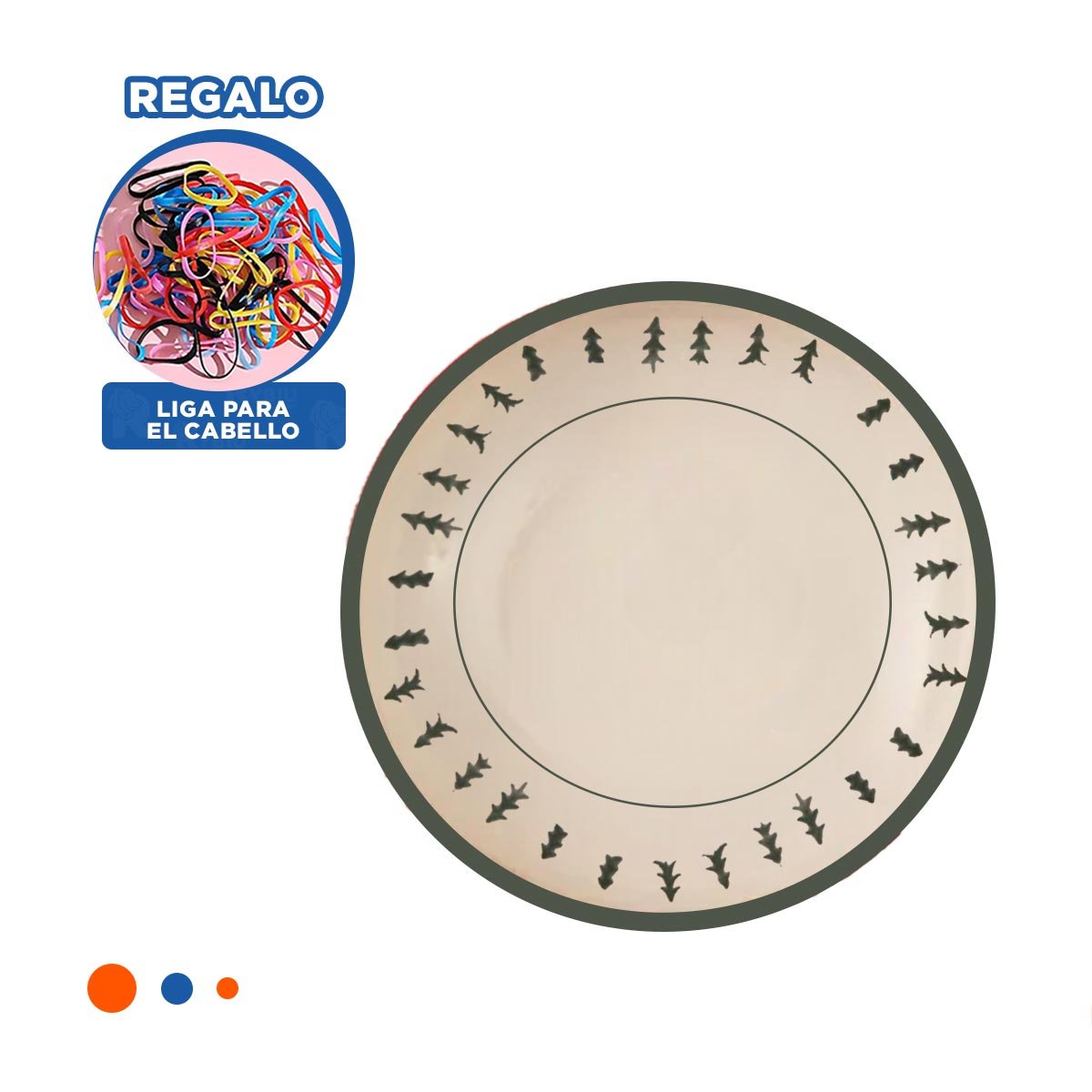 VAJILLA CIRCULAR CON BORDE ARBOLITOS PARA DECORACION FESTIVA EN HOGAR YLIGAS REGALO - 2