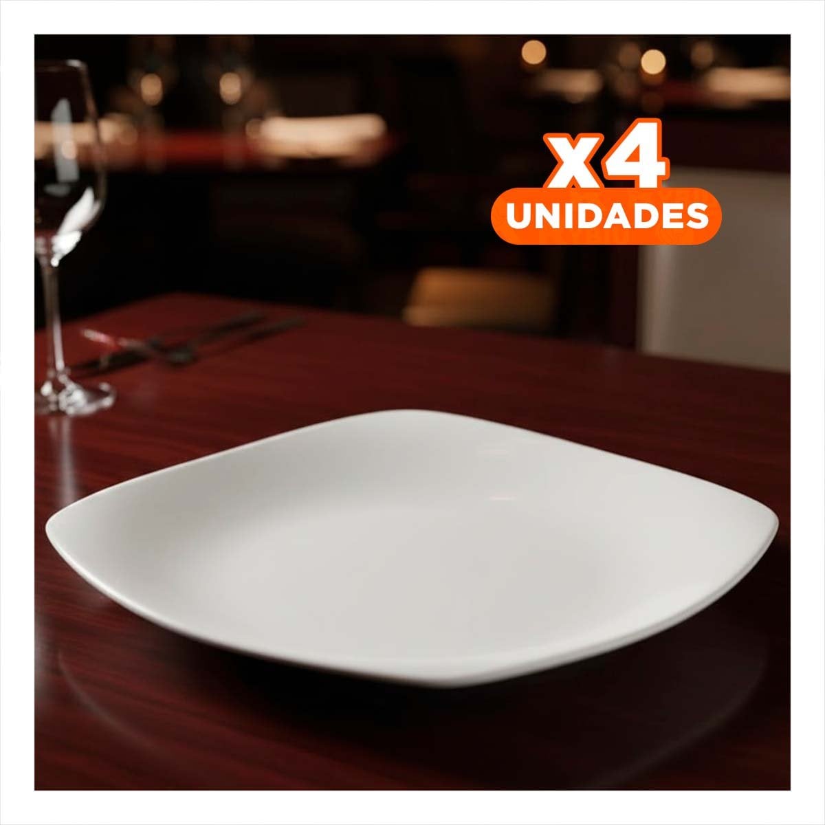 PACK4 PLATO FUNCIONAL CUADRADO CON BORDE CURVO PARA USO DIARIO EN HOGAR YREGALO STICKER - 1