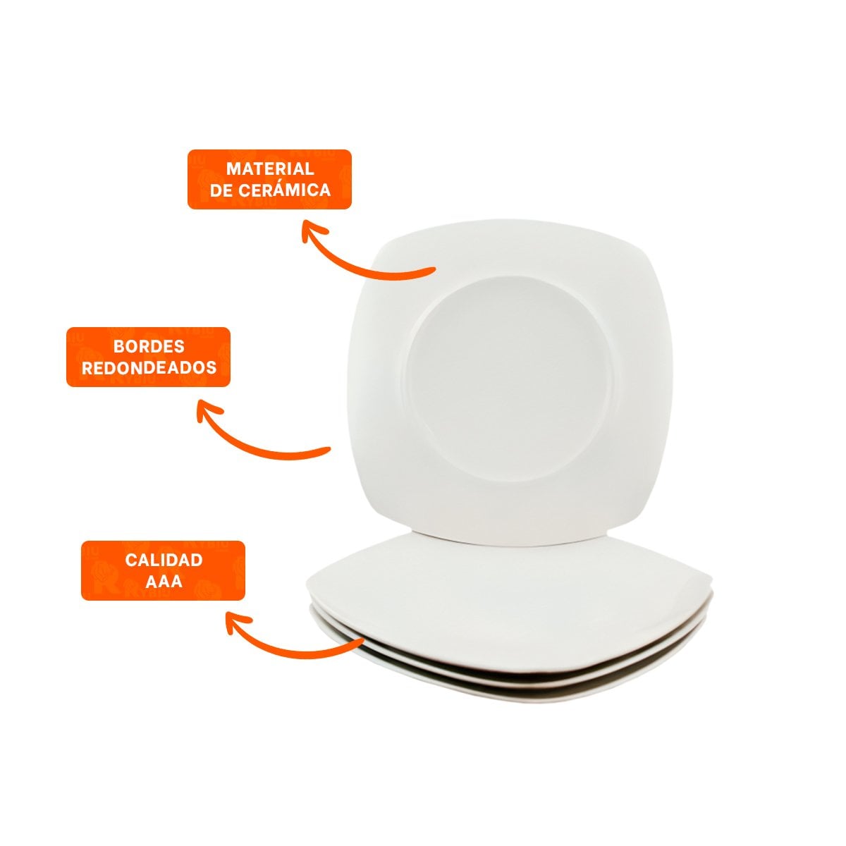 FUENTE CUADRADA CON BORDE CURVO PARA PRESENTACION DE ALIMENTOS EN COMEDOR YPAPEL REGALO - 5