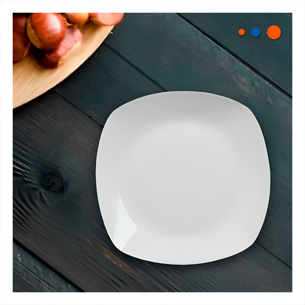 PACK12 PLATO RESISTENTE CUADRADO CON BORDE CURVO PARA MESA FAMILIAR YPAPEL REGALO - 2
