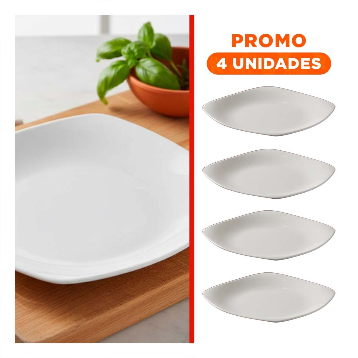PACK4 BOWL ELEGANTE CUADRADO CON BORDE CURVO PARA REUNIONES FAMILIARES - 1