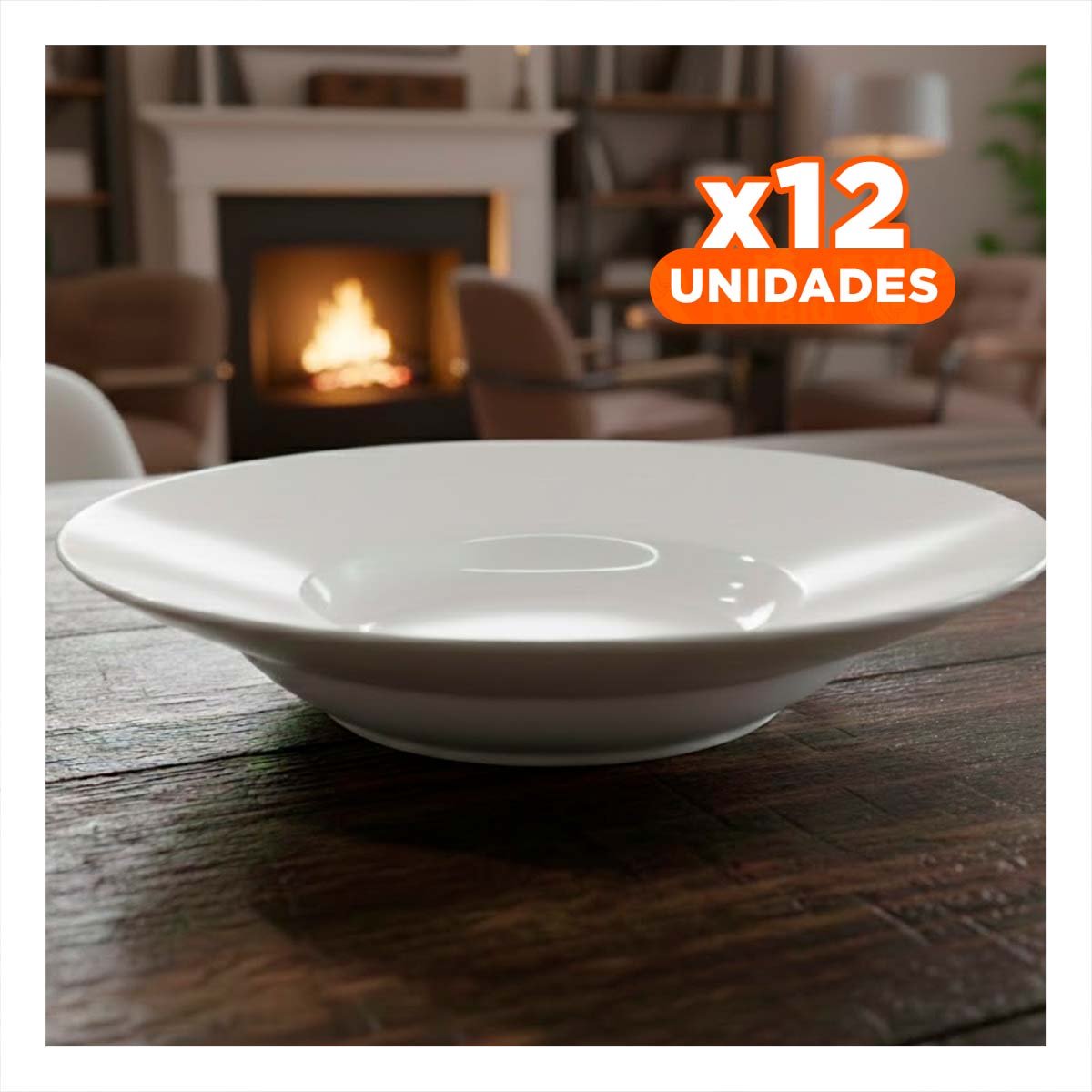 PACK12 FUENTE DE MESA CIRCULAR SEMI HONDO BLANCO PARA REUNIONES YREGALO STICKER - 1