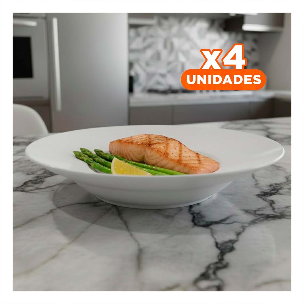 PACK4 PIEZA DE LOZA CIRCULAR SEMI HONDO BLANCO PARA DECORACION EN CASA YREGALO STICKER - 1