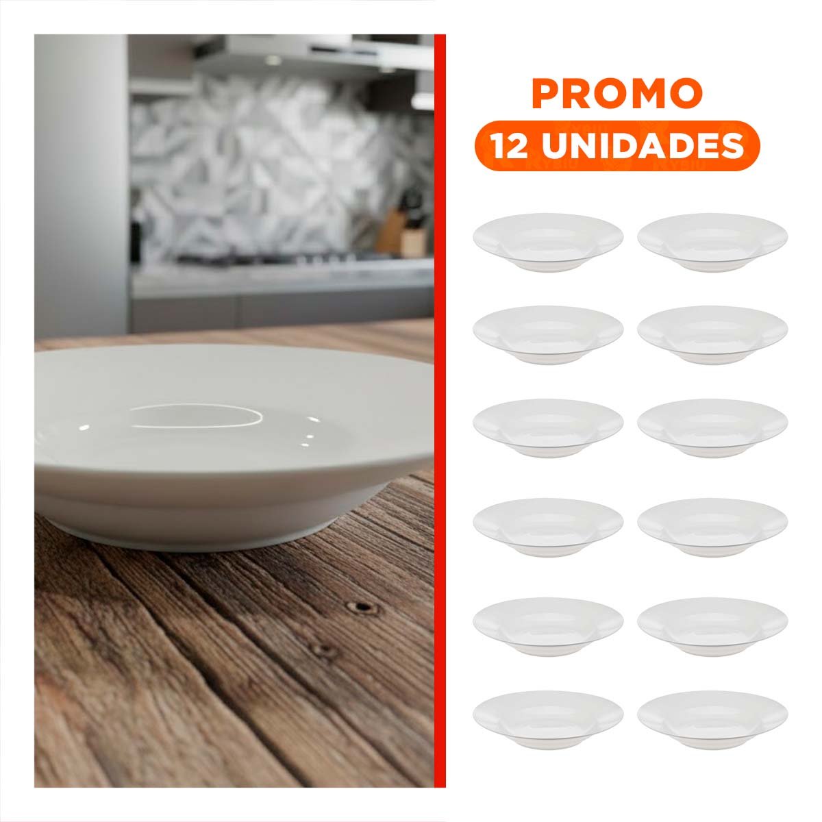 PACK12 BASE DE SERVICIO CIRCULAR SEMI HONDO BLANCO PARA PRESENTACION - 1