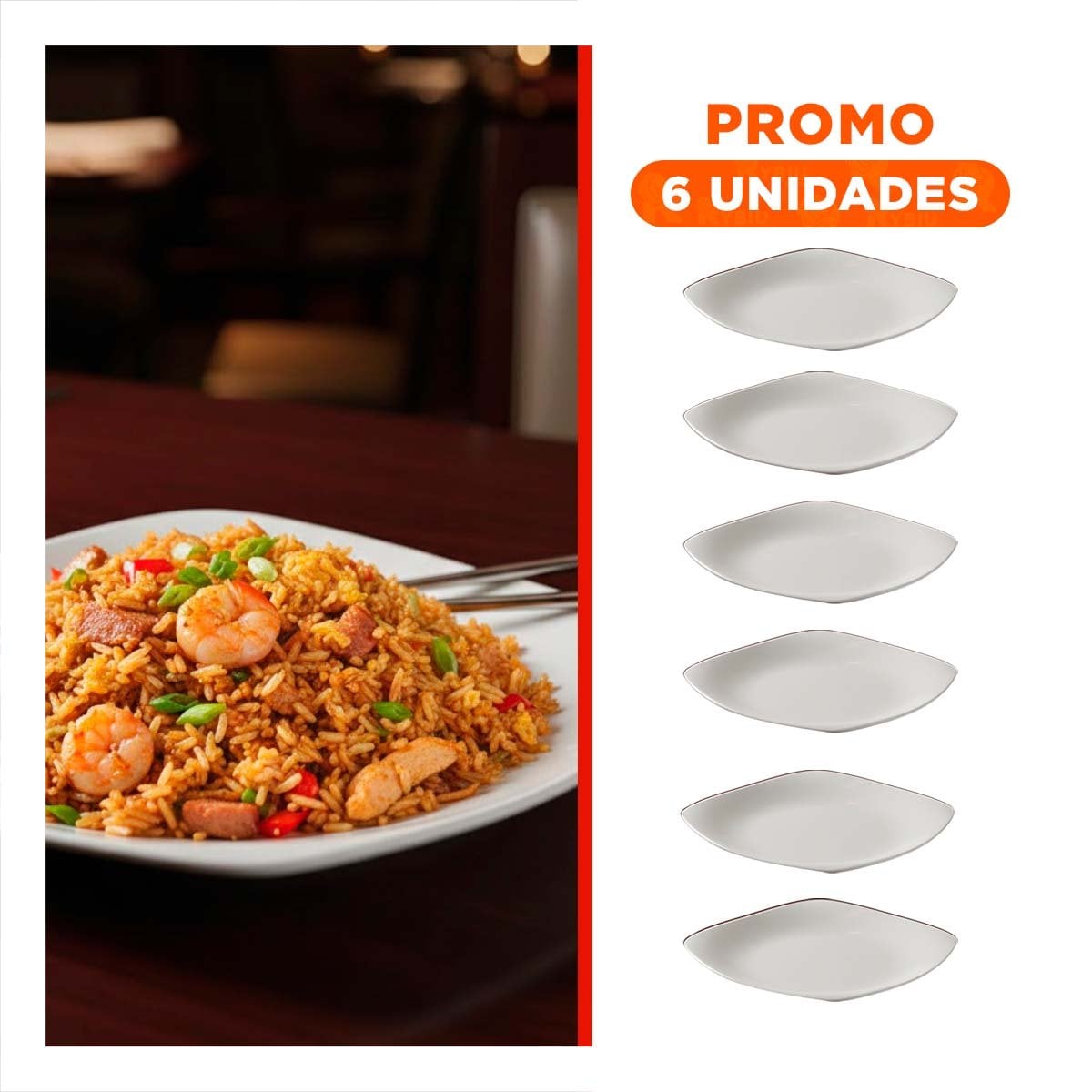 PACK6 BOWL FUNCIONAL CUADRADO CON BORDE CURVO PARA COMEDOR DIARIO YREGALO STICKER - 1
