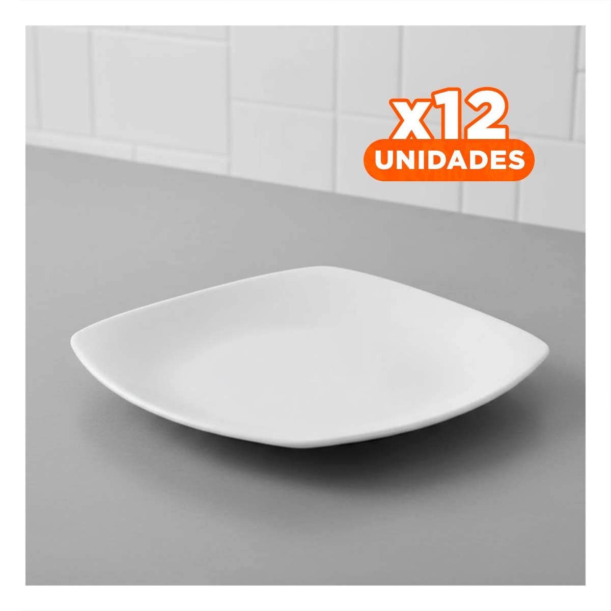 PACK12 FUENTE RESISTENTE CUADRADA CON BORDE CURVO PARA SERVIR COMIDAS YREGALO STICKER - 1