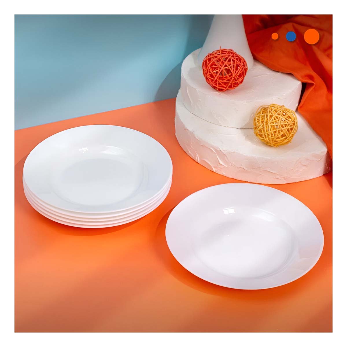 PACK6 ARTICULO DE MESA CIRCULAR SEMI HONDO BLANCO PARA REUNIONES - 2