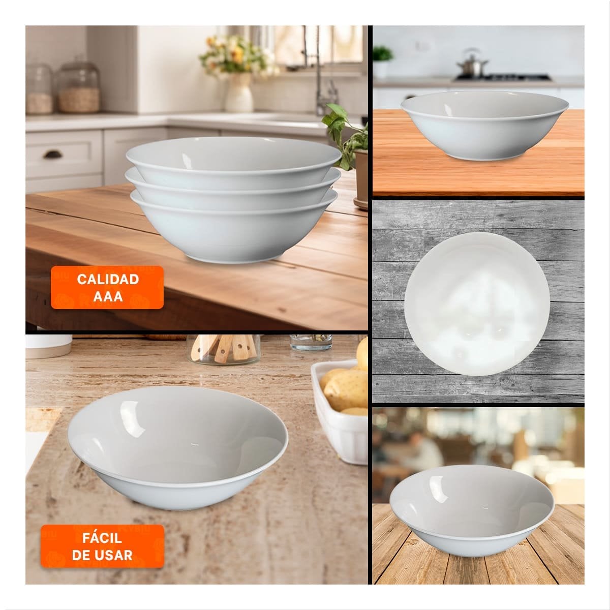 PLATO CIRCULAR ONDO PARA SERVIR SOPAS Y CREMAS EN MESA DE HOGAR FAMILIAR - 2