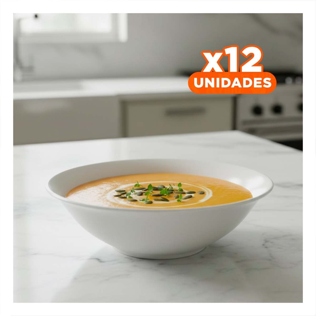 PACK12 PLATO MODERNO ONDO PARA SOPAS Y GUISOS EN HOGAR FAMILIAR YPAPEL REGALO - 1