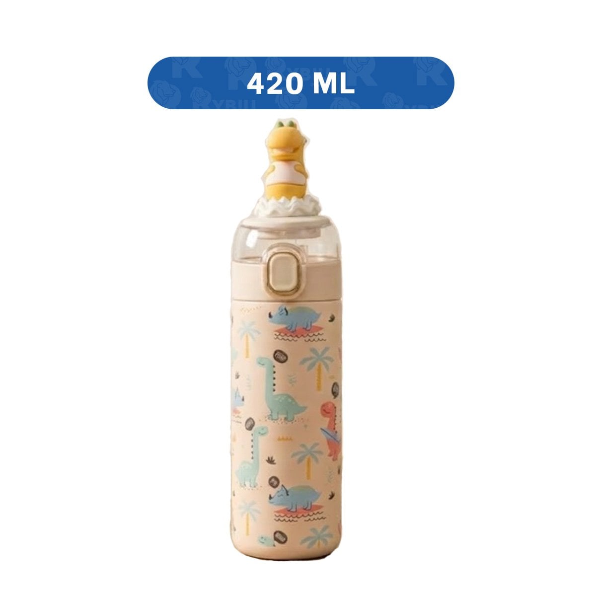 TERMO ESCOLAR 420ML DINOSAURIO 3D CREMA PARA BEBIDAS FRIAS Y CALIENTES YLIGAS REGALO - 4