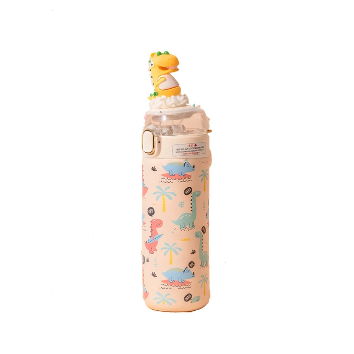 TERMO ESCOLAR 420ML DINOSAURIO 3D CREMA PARA BEBIDAS FRIAS Y CALIENTES YLIGAS REGALO - 5