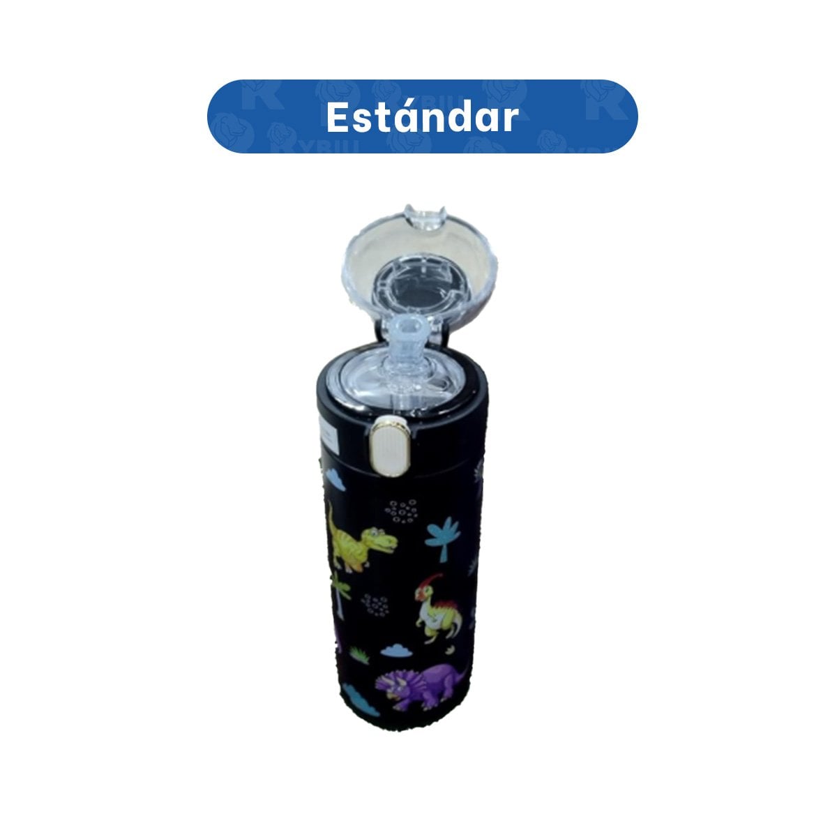 TERMO DIVERTIDO 420ML DINOSAURIO NEGRO CON DISENO PARA NINOS YREGALO STICKER - 4