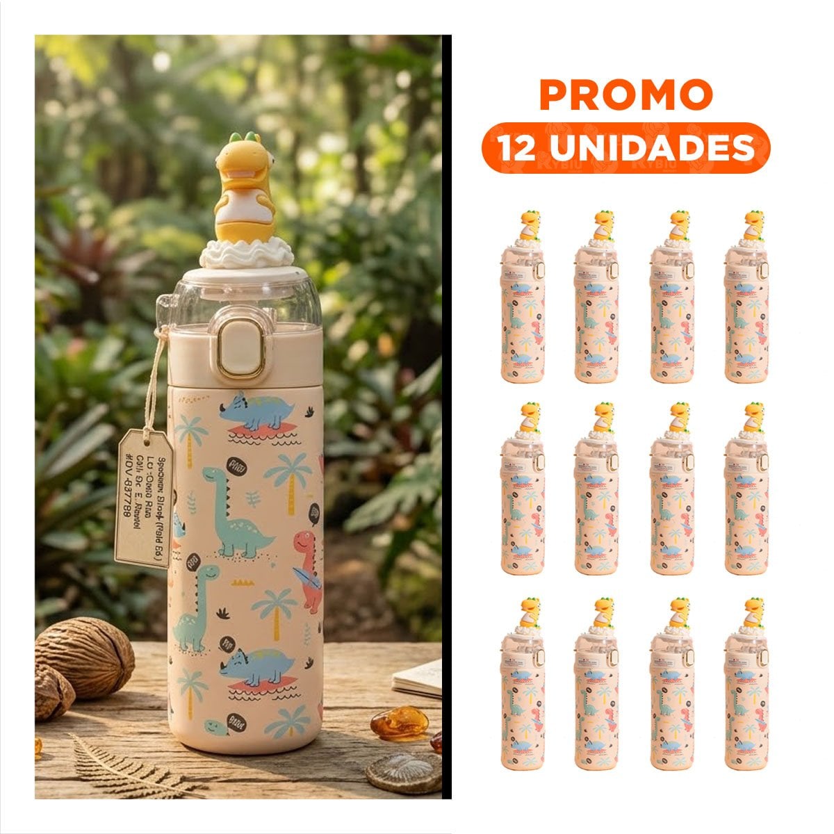 PACK12 FRASCO DIVERTIDO 420ML DINOSAURIO 3D CREMA PARA USO ESCOLAR Y EXCURSIONES - 1