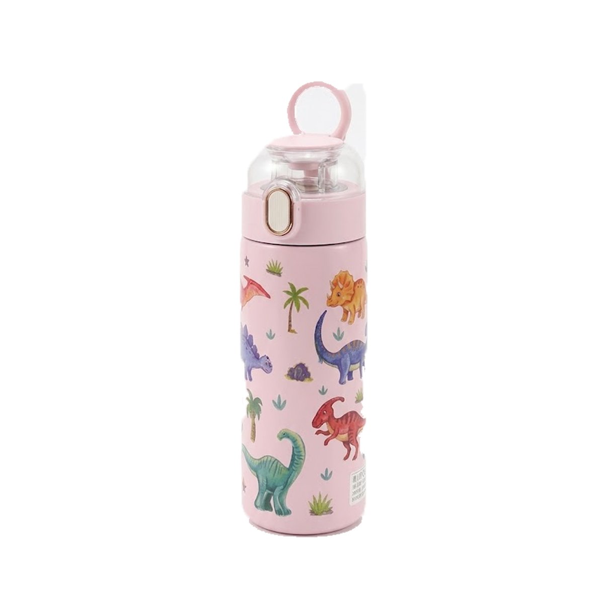 TERMO ESCOLAR 420ML DINOSAURIO ROSADO PARA BEBIDAS FRIAS Y CALIENTES YLIGAS REGALO - 5