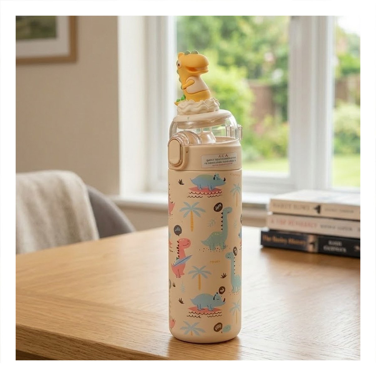 PACK6 FRASCO ESCOLAR 420ML DINOSAURIO 3D CREMA CON APERTURA FACIL PARA NINOS YPAPEL REGALO - 5