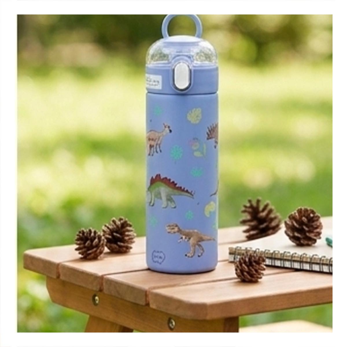 TERMO ESCOLAR 420ML DINOSAURIO AZUL PARA BEBIDAS FRIAS Y CALIENTES YLIGAS REGALO - 3