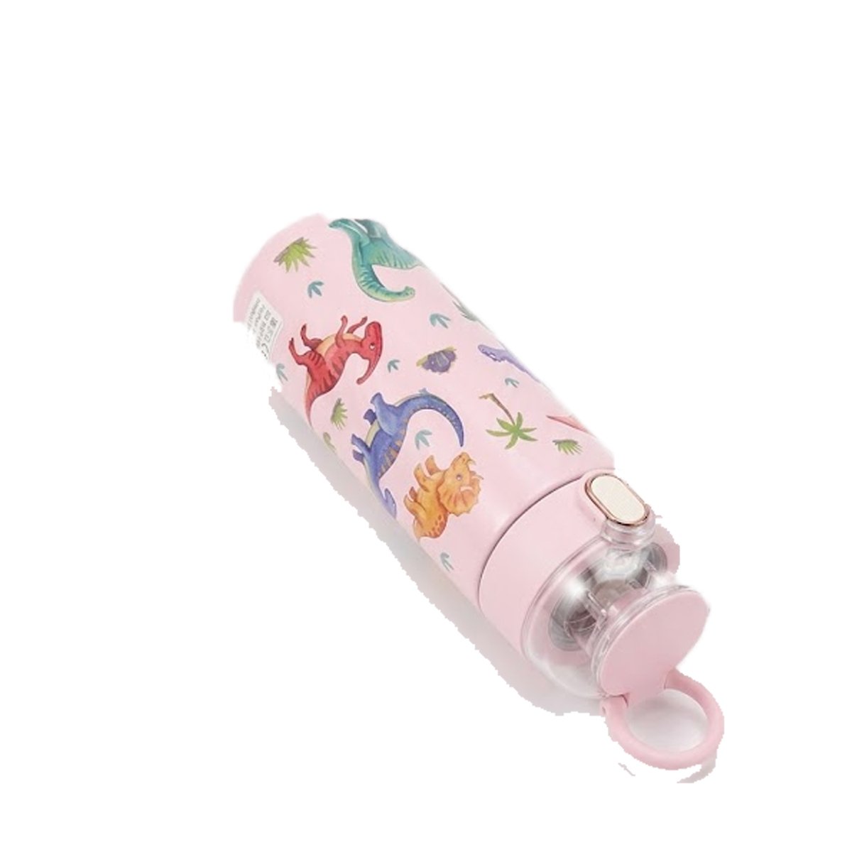 PACK6 FRASCO DIVERTIDO 420ML DINOSAURIO ROSADO PARA NINOS CON TAPA HERMETICA YREGALO STICKER - 2